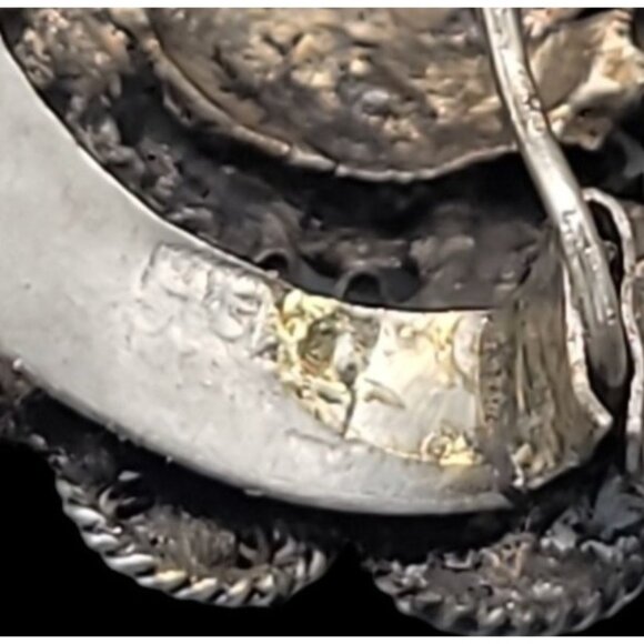 Faux Turquoise Silver Plated Brooch Pendant Blue Glass Filigree Setting Vintage - Picture 7 of 16